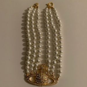 Vivienne Westwood golden pearl 3 row necklace